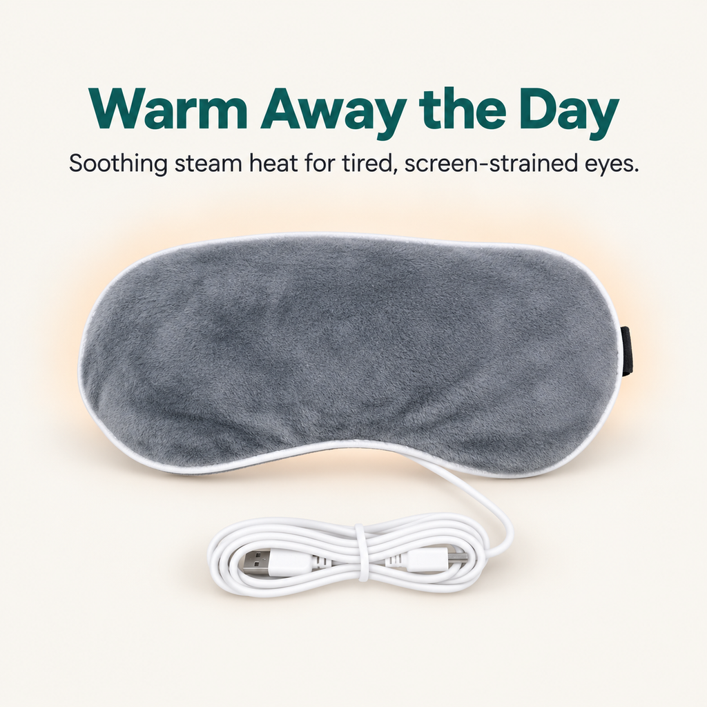 Recervo Warming Steam Eye Mask — USB Heated Compress for Tired Eyes, Sleep & Stress Relief