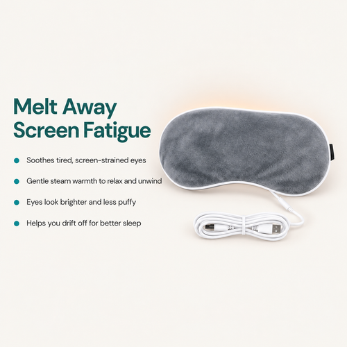 Recervo Warming Steam Eye Mask — USB Heated Compress for Tired Eyes, Sleep & Stress Relief