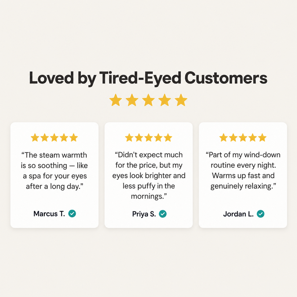 Recervo Warming Steam Eye Mask — USB Heated Compress for Tired Eyes, Sleep & Stress Relief
