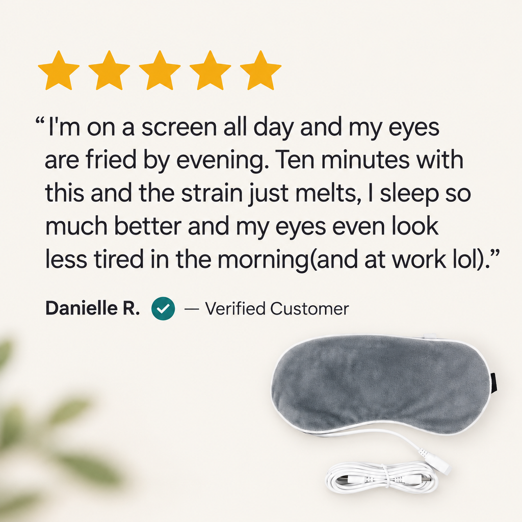 Recervo Warming Steam Eye Mask — USB Heated Compress for Tired Eyes, Sleep & Stress Relief