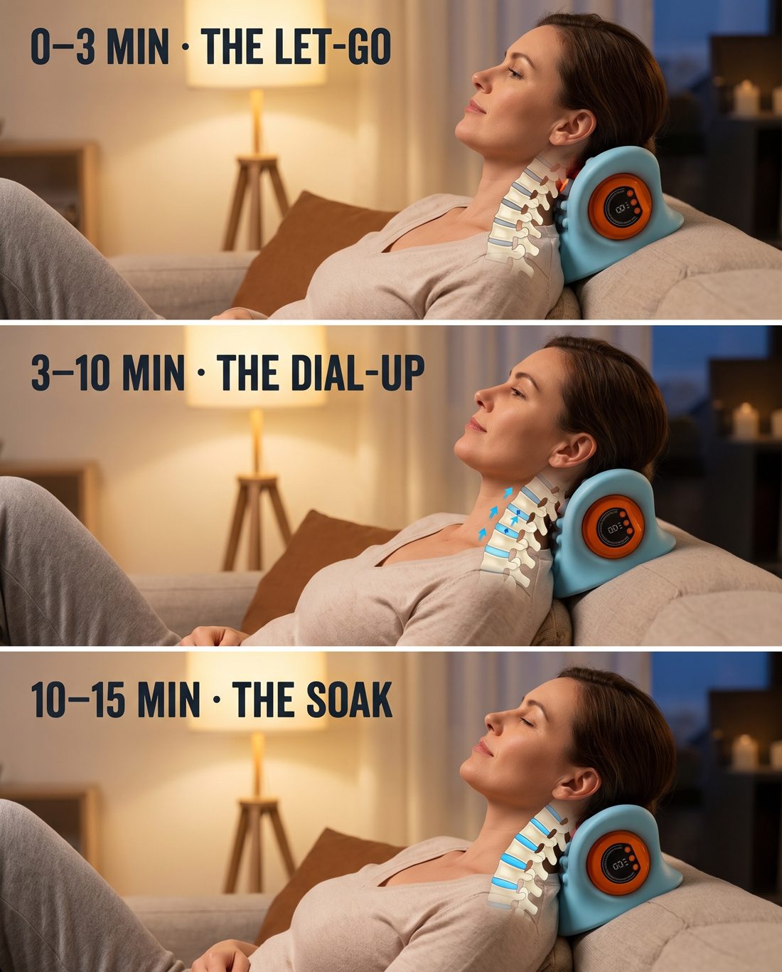Three stages of a 15-minute Recervo session