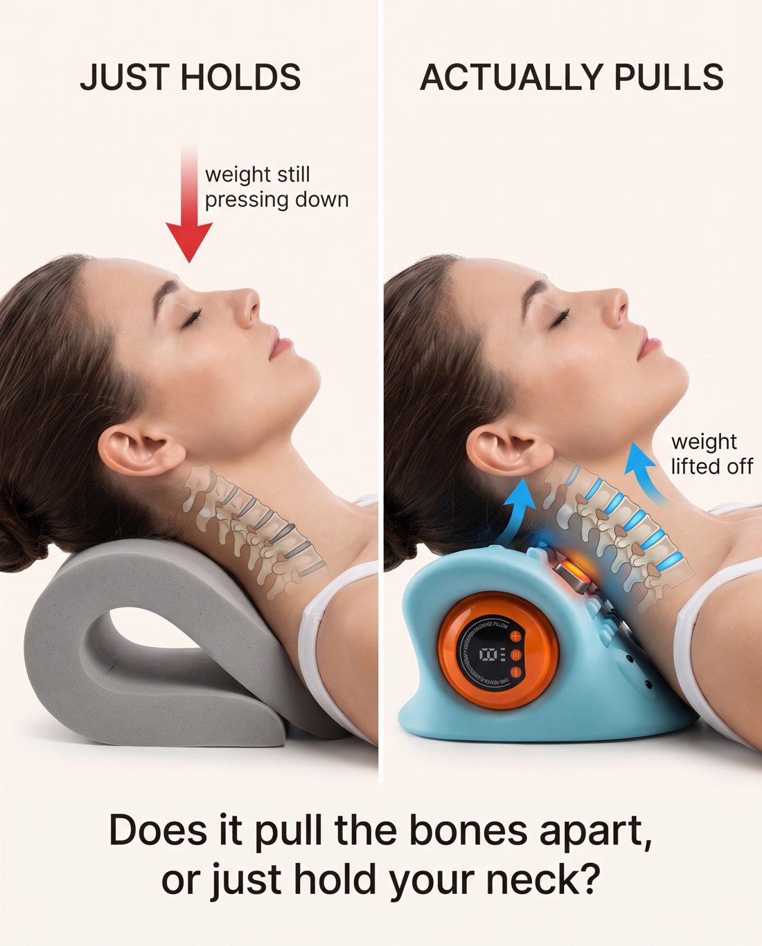 Comparison of a plain foam neck support and the Recervo neck massager