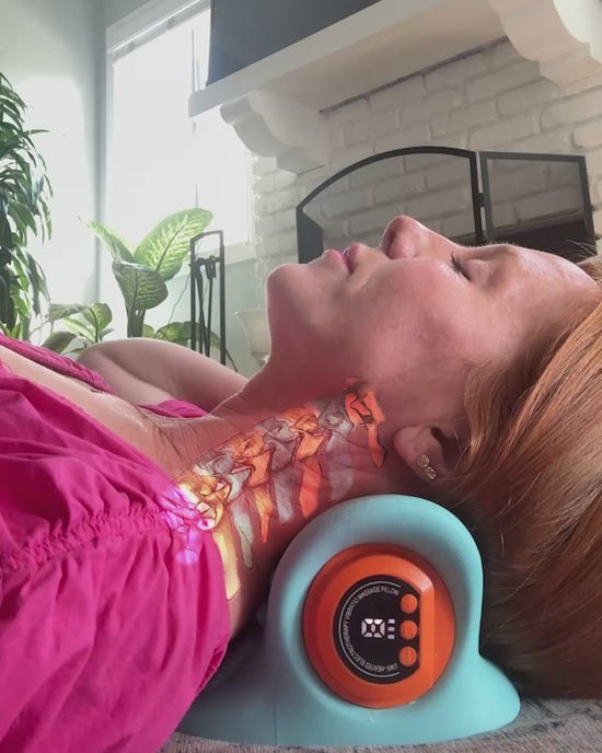 Danni lying back on her Recervo at home